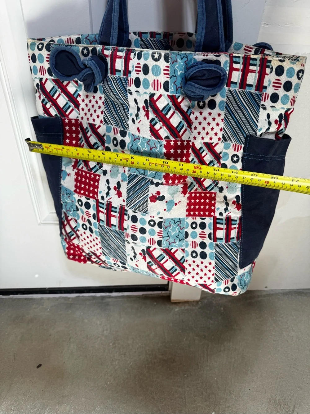 Patchwork Red, Blue & White Tote Bag